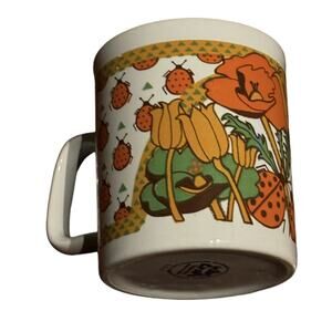 VTG Floral Ladybugs Hippie Coffee Mug Kiln Craft 1970s Groovy S.G.0 England